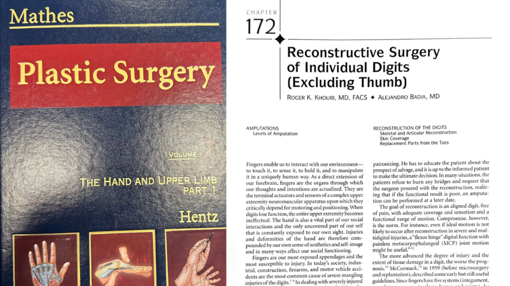 chapter 12 on book hand plastic surgery Dr. Badia
