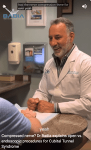 compressed nerve - Dr.Badia explains open vs. endoscopic procedures for Cubital Tunnel Syndrome