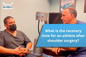 What is the recovery time for an athlete after shoulder surgery?