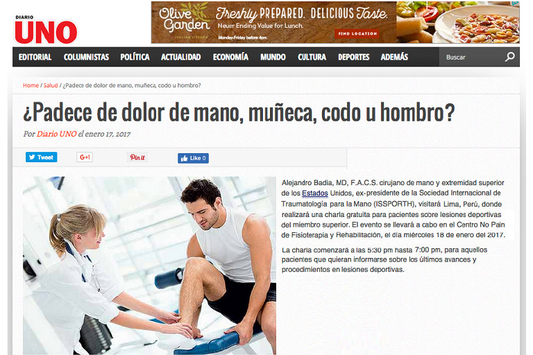 ¿Padece de dolor de mano, muñeca, codo u hombro?