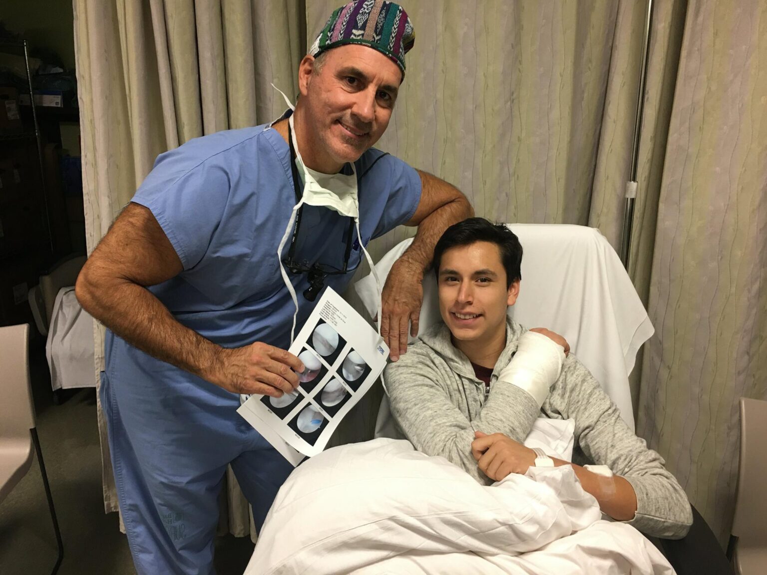 Juan jose rosas in recovery after wrist surgery with Dr. Badia