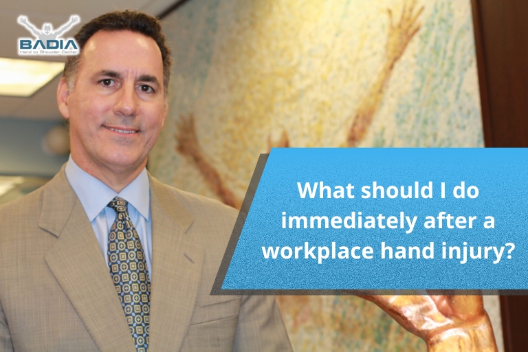 What should I do immediately after a workplace hand injury?