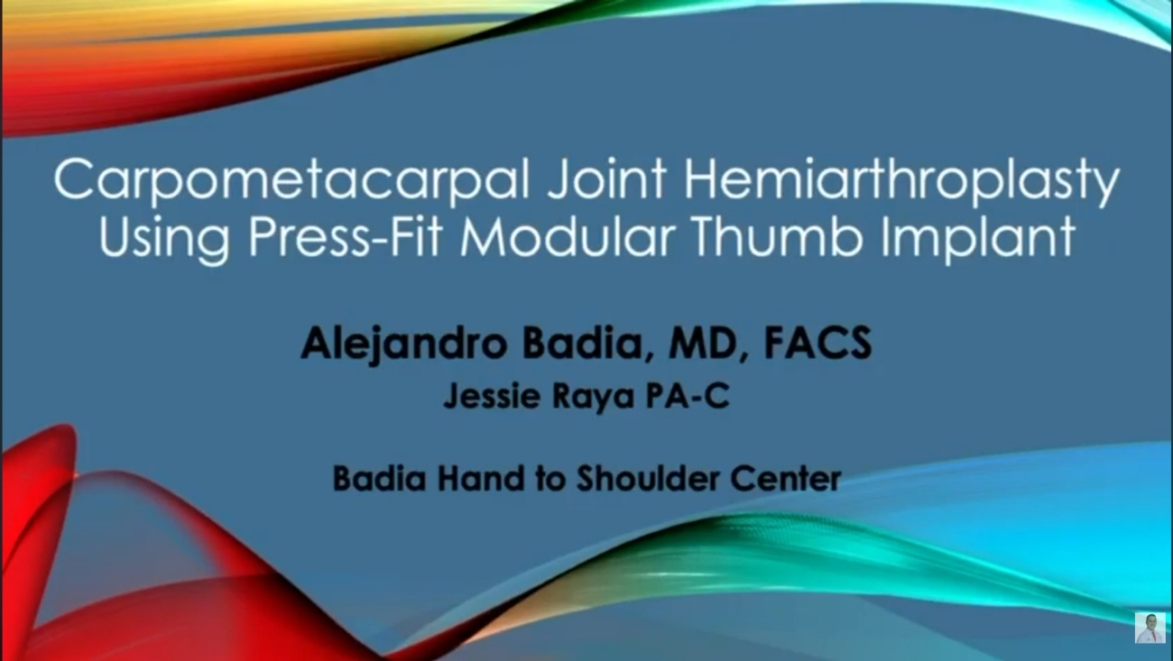 Carpometacarpal Joint Hemiarthroplasty Using a Modular Thumb Implant