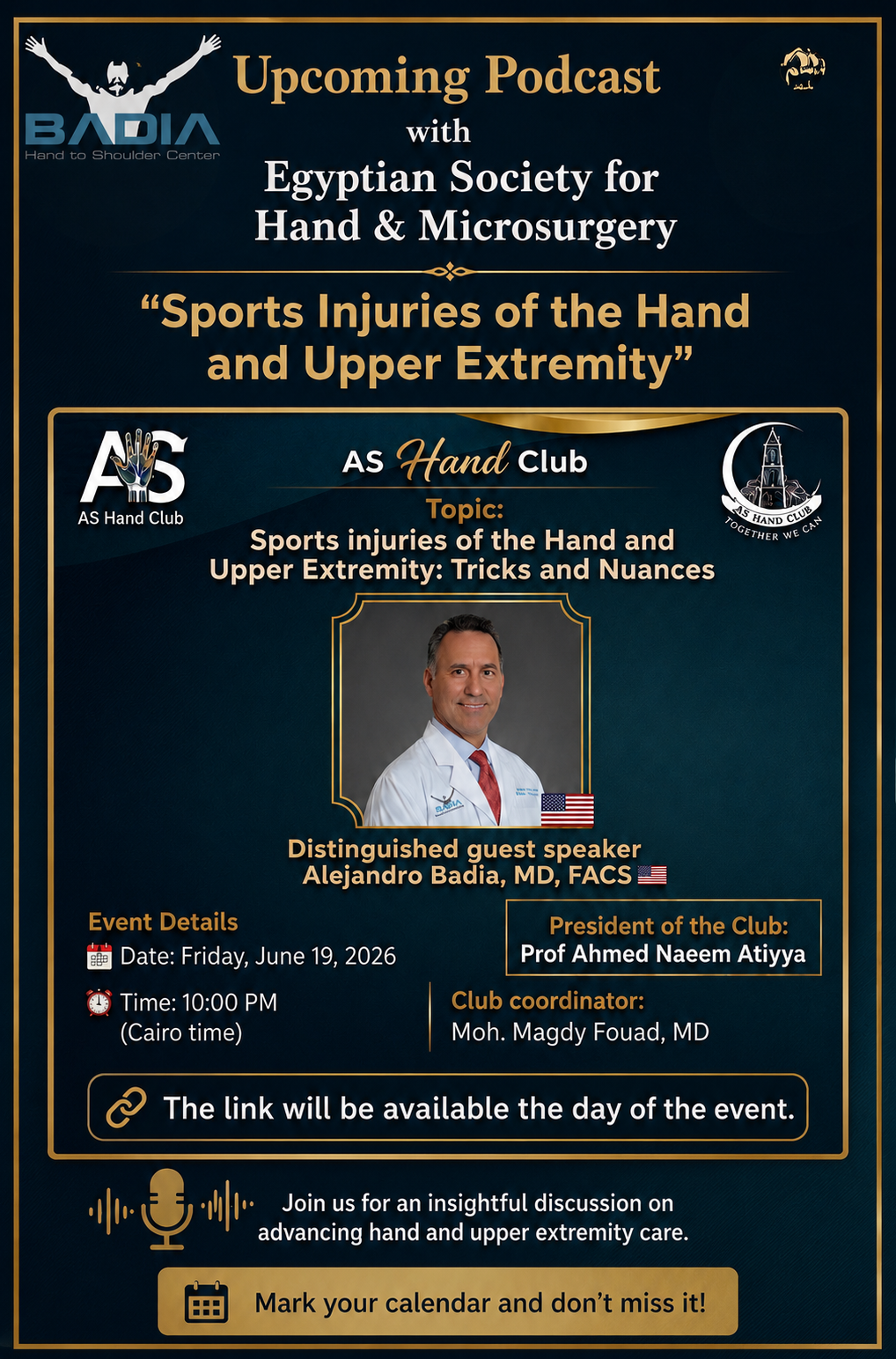 Upcoming Podcast: Sports Injuries of the Hand and Upper Extremity